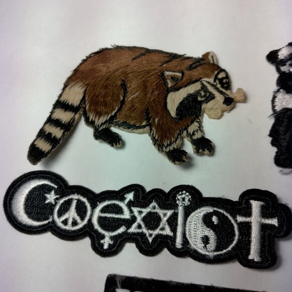 Vintage Patches Lot of 4 Animal Hippie Coexist Mean People Suck Panda Raccoon - Picture 3 of 5